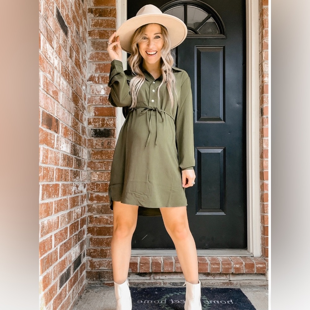Pink Lily Green Tie Dress XS